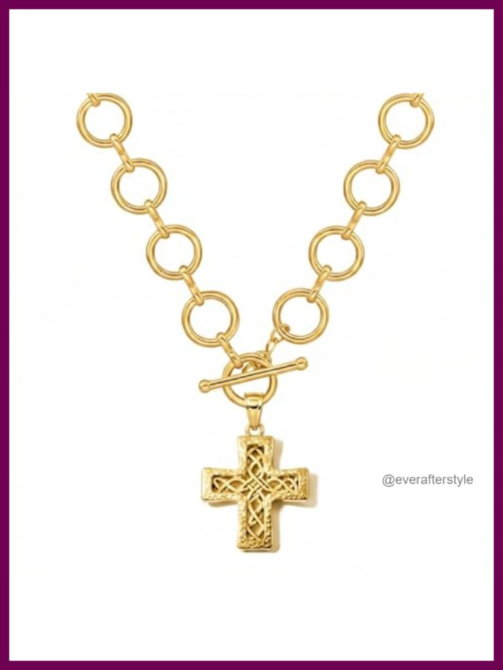 Chunky Cross Necklace 925 Sterling Silver 18K Gold Plated Pendant